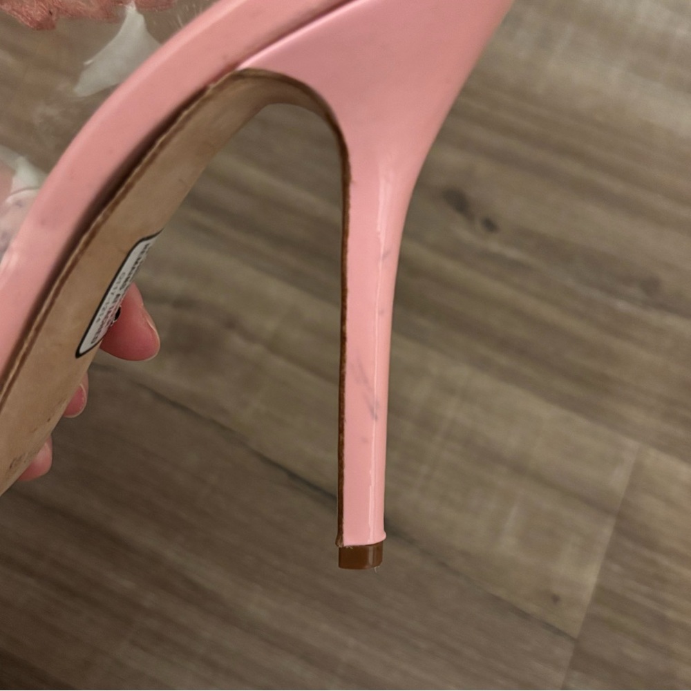 Oscar de la Renta Soft Pink PVC Patent Leather Amria Cut Out Sandals Sz 40 - Picture 13 of 15